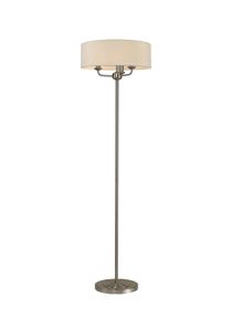 DK0924  Banyan 45cm 3 Light Floor Lamp Satin Nickel, Ivory Pearl